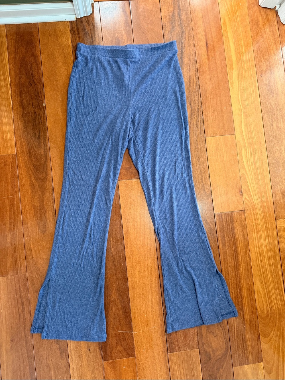 Old Navy Slate Blue Ribbed Flare Leggings
